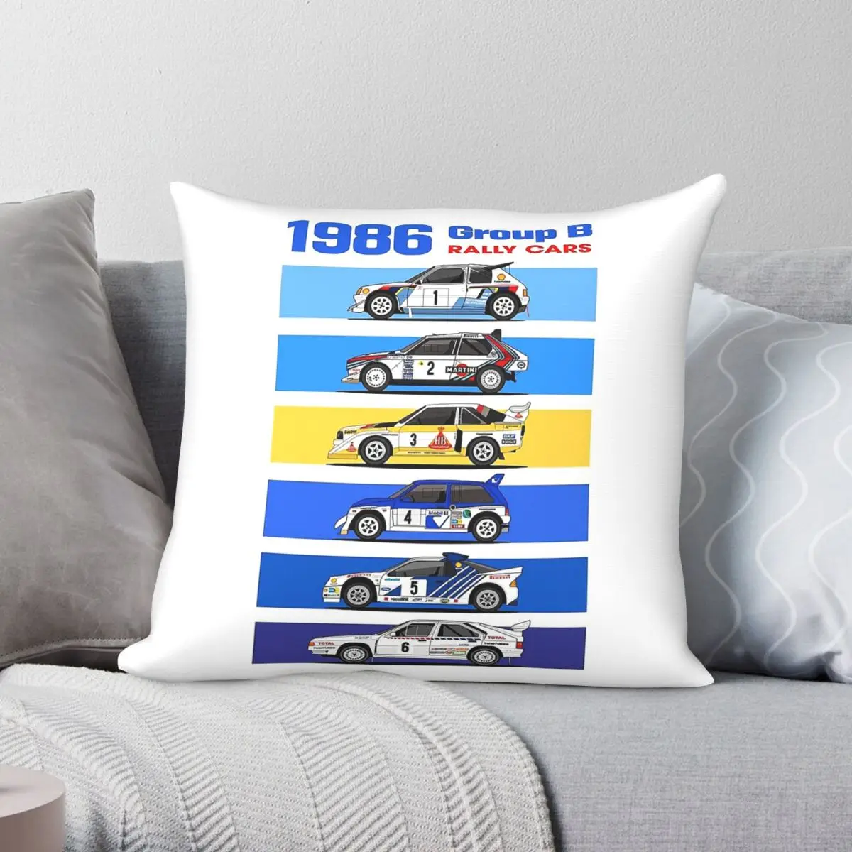 1986 Rally Group B Square Pillowcase Polyester Linen Velvet Pattern Zip Decorative Throw Pillow Case Room Cushion Cover 18