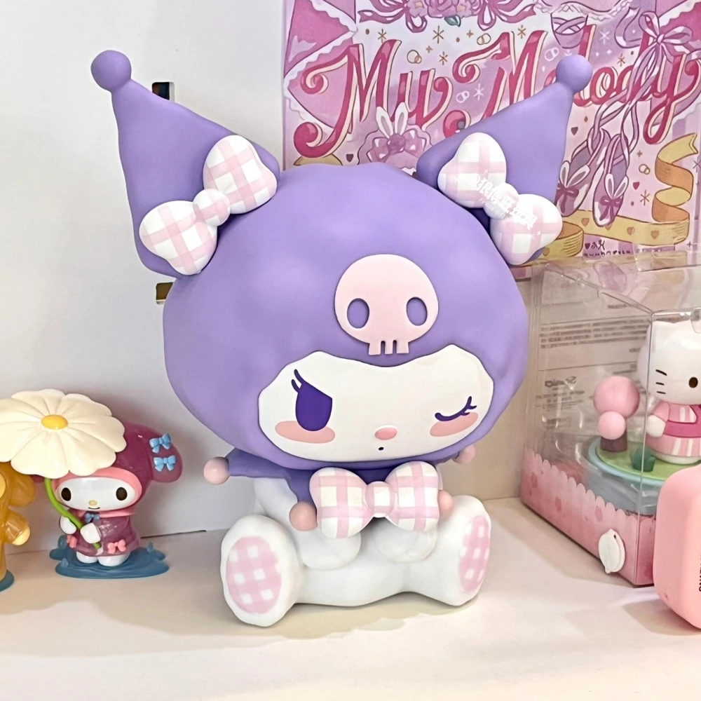 Authentic Sanrio Kuromi Piggy Bank Kawaii Figure Toy Model Exclusive Collectible Desktop Decoration Kids Birthday Gifts