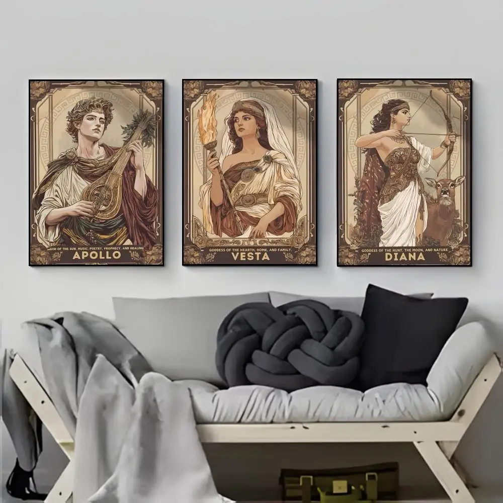 Neoclassical Divine R-Roman Mythological Art Ancient Deity Poster HD  Waterproof Wall Sticker Bar Living Room Decor Gift