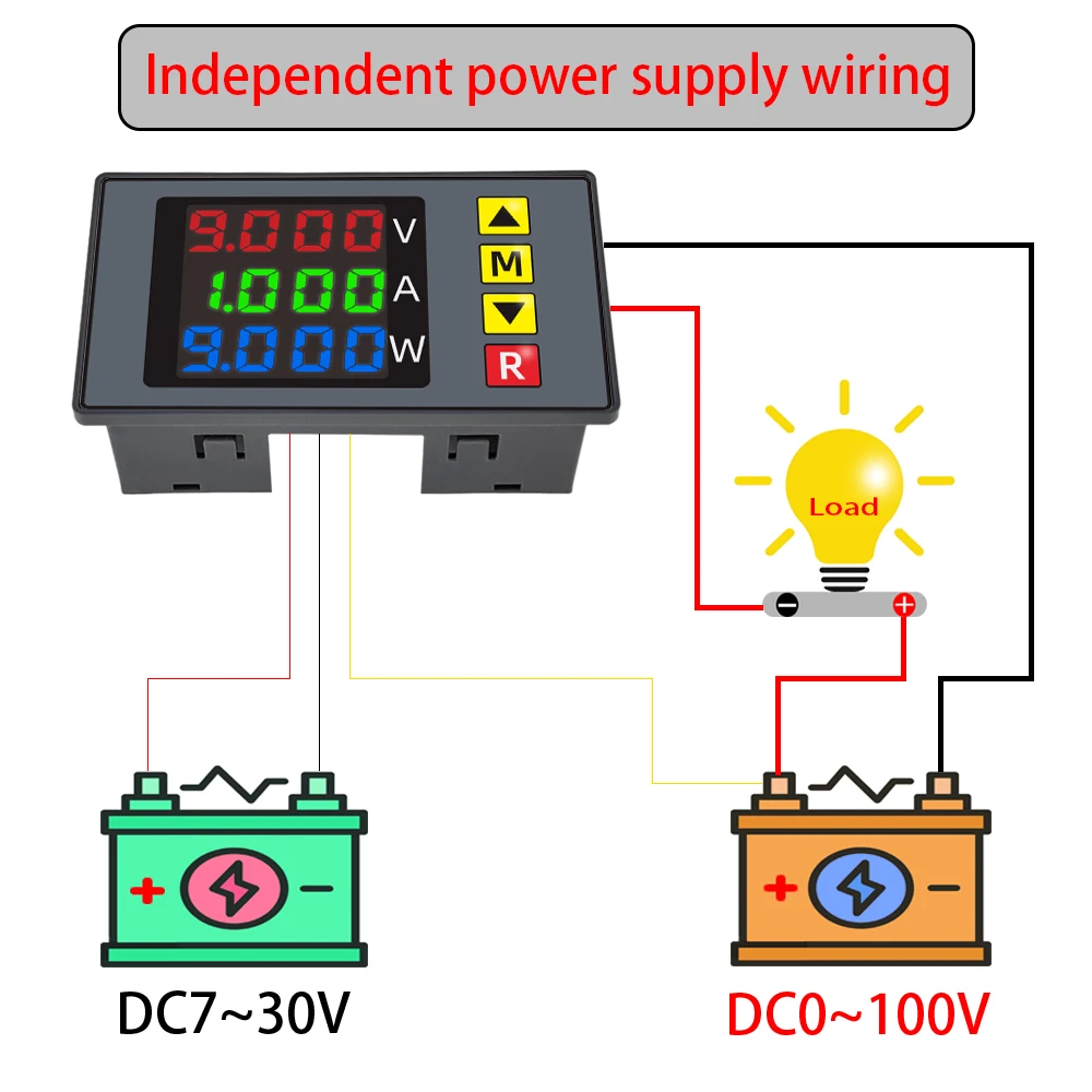 Bm730 DC0-100V 10a led voltímetro digital amperímetro tensão atual wattímetro medidor volt detector testador monitor painel com alarme
