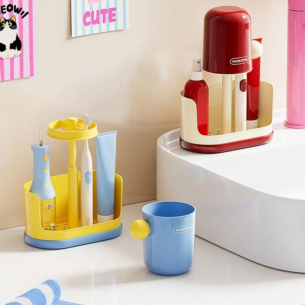배수 기능이 있는 칫솔 홀더, 펀치 프리 만화 캐릭터 치약 보관 랙, 내구성 있는 도파민 전동 칫솔 스탠드 랙