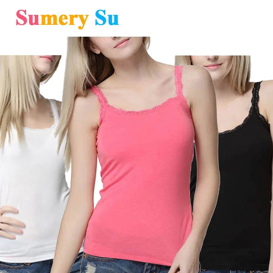 Tank Tops Women Sexy Lace Soft Cotton Solid Sleeveless Vest Hot Camisole Slim Vest Top Cropped Charming Ladies Girls New 2024