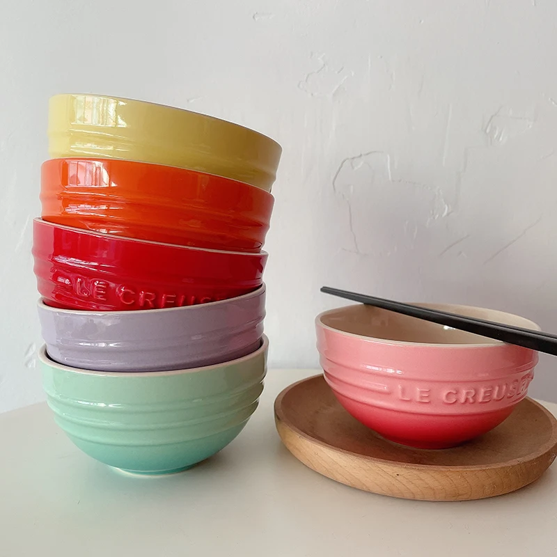 High Temperature Resistant Gradient Ceramic Bowls  Multi-Use Dinnerware Set Moving Gift French Style Macaron Color
