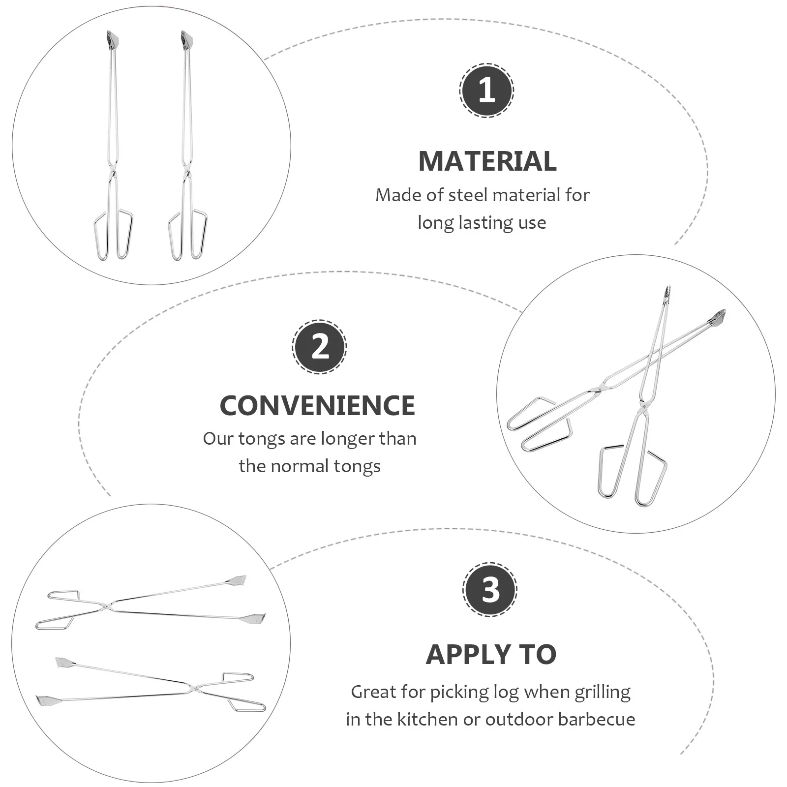 

2 шт. профессиональные стальные щипцы термостойкие длинные захват для барбекю гриль камин дрова для использования в помещении и на открытом воздухе