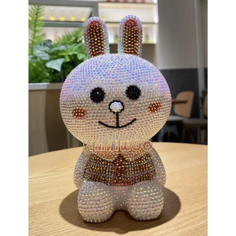 Rhinestone Rabbit Statue Peggy Bank DIY Crafts Home Decorative Coin Collection Diamond Mosaic Crystal Art Cross Stitch Kid Gift