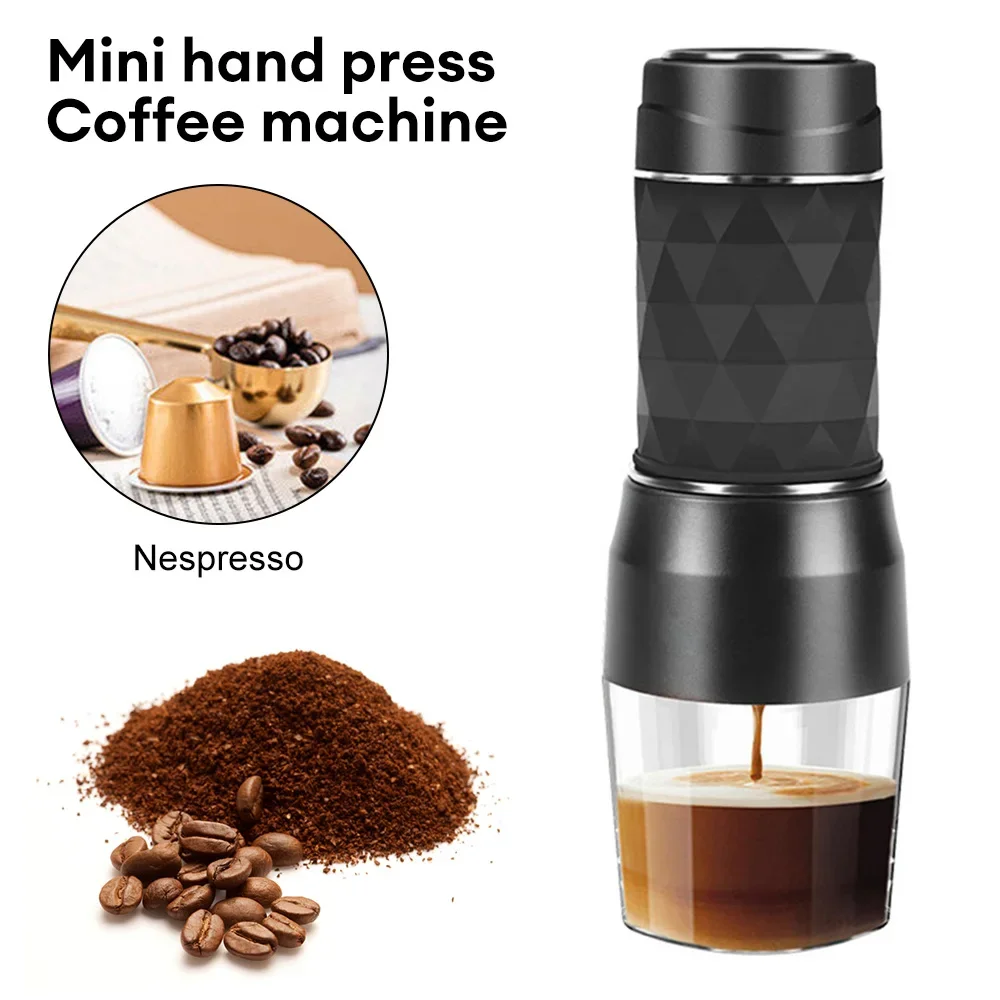 Manual Coffee Maker Espresso Machine Hand Press Capsule Ground Coffee Brewer for Travel and Picnic Fit Coffee Powder Capsule