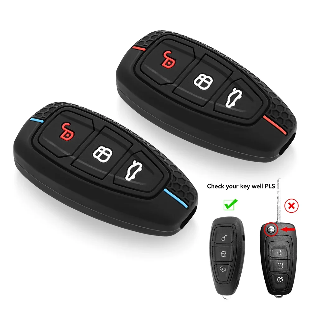 Silicone Car Key Case For Ford Puma Grand C Max Focus Mondeo Kuga Fiesta Ecosport Transit Kuga Silicone Remote Key Case