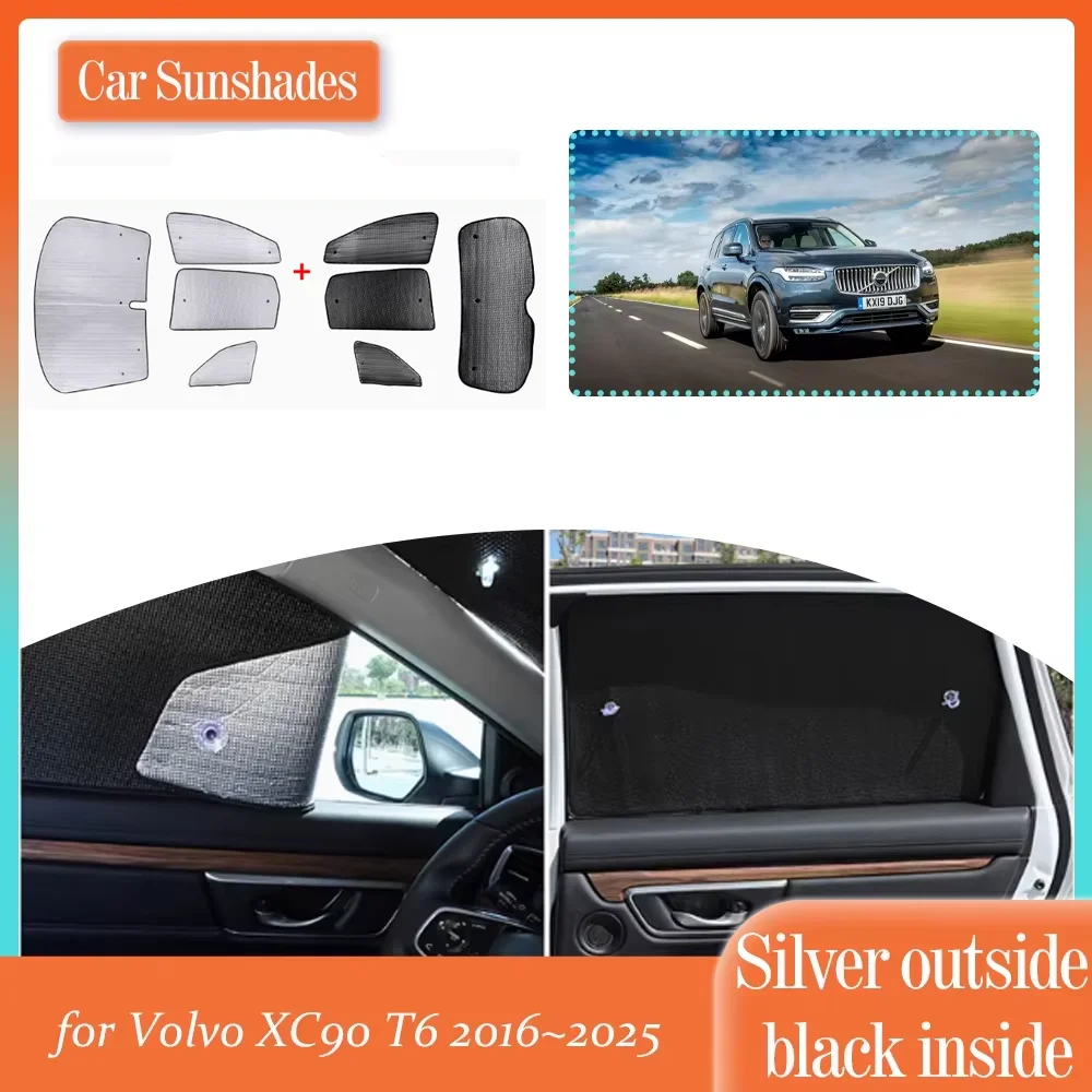 

Car SunShade for Volvo XC90 T6 2016~2025 Side Roof Windows Sun Visor Side Windshield Curtain Cover Sunroof Pad Part Accessories