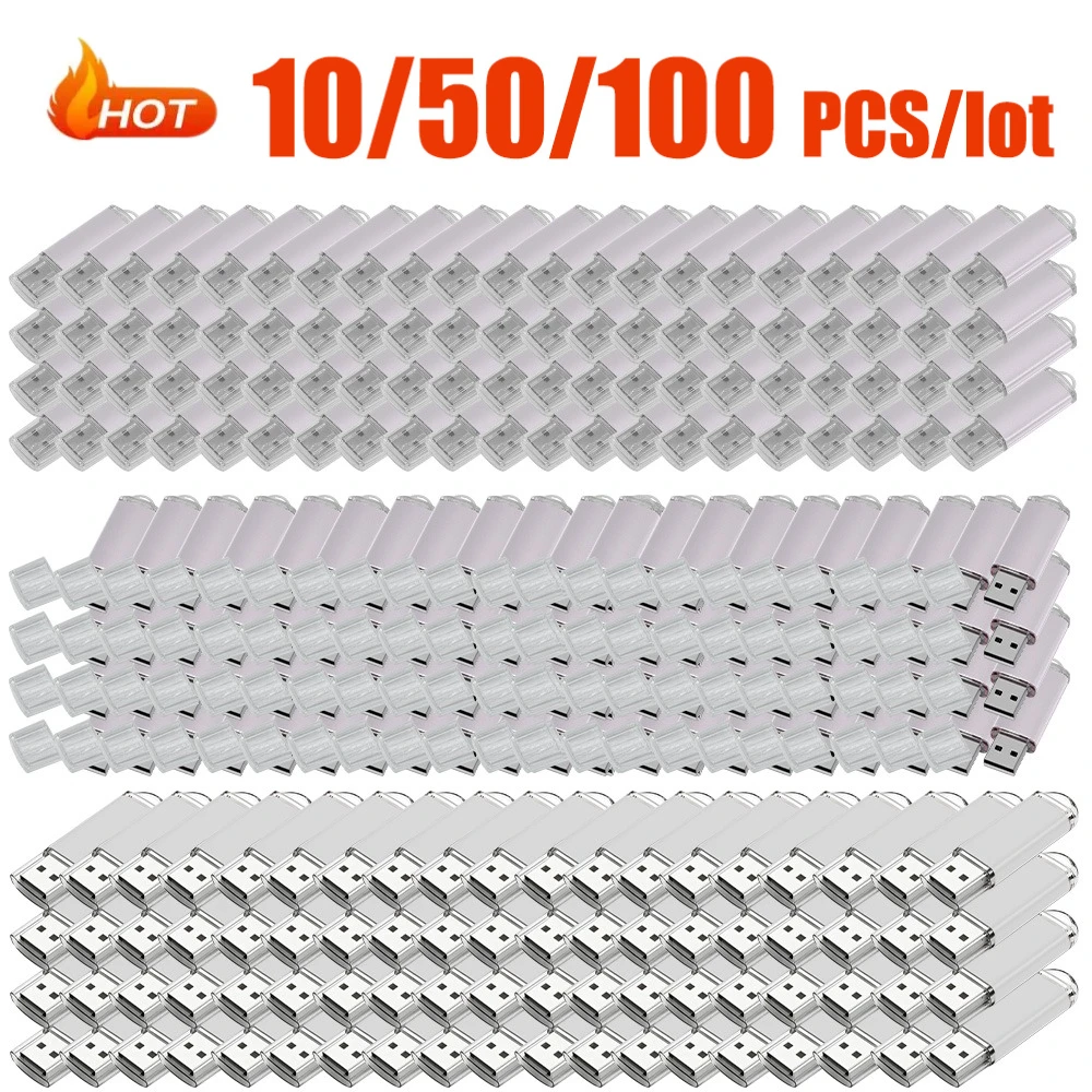 10/50/100pcs Wholesale Price Metal Usb 2.0 Flash Drive 4GB 8GB Usb Pendrive 64GB Memory Stick Free Custom Logo Waterproof U-disk