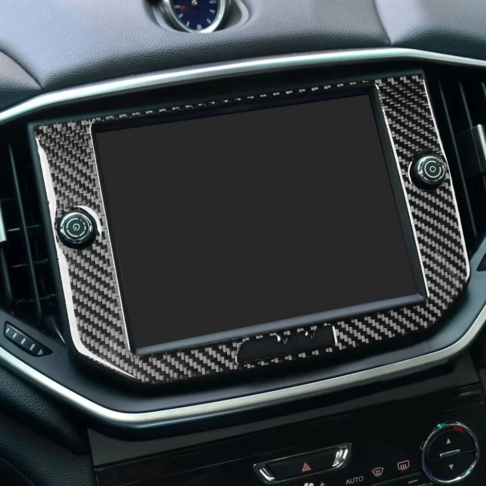 Carbon Fiber GPS Navigation Panel Cover Fit For Maserati Ghibli 2014-2015 Black  Practical Auto Accessories Tools