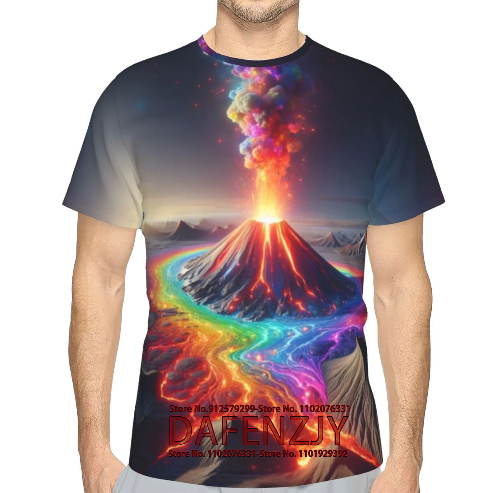 

3d Volcano Print Men's T-Shirt 2024 New Oversized Short Sleeve T-Shirt For Men Street Hip-Hop Tee Top Quick Dry T Shirts