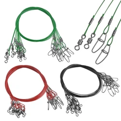 20pcs 50cm Anti Bite Steel Fishing Wire Leaders Heavy Duty 150LB/68kg High Strength Pre Made Line Leaders with Swivels Snaps