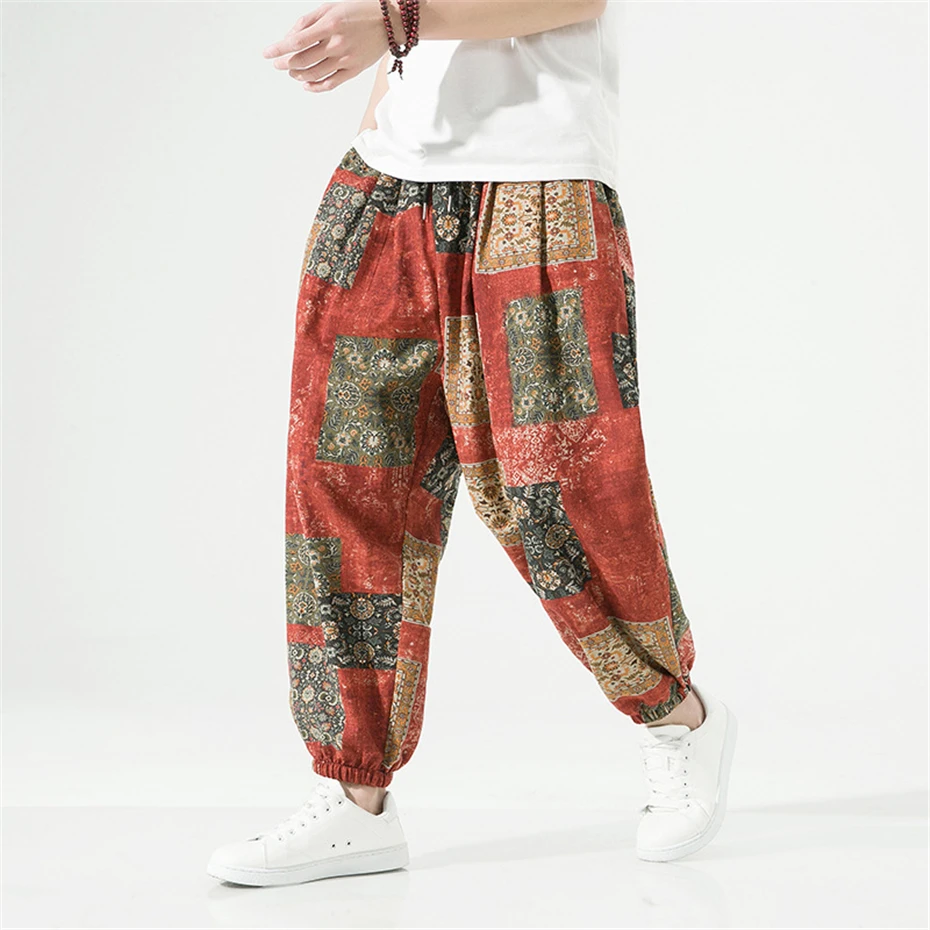 Vintage Pants Men Loose Harem Pants Hip Hop Streetwear Jogger Pants Male