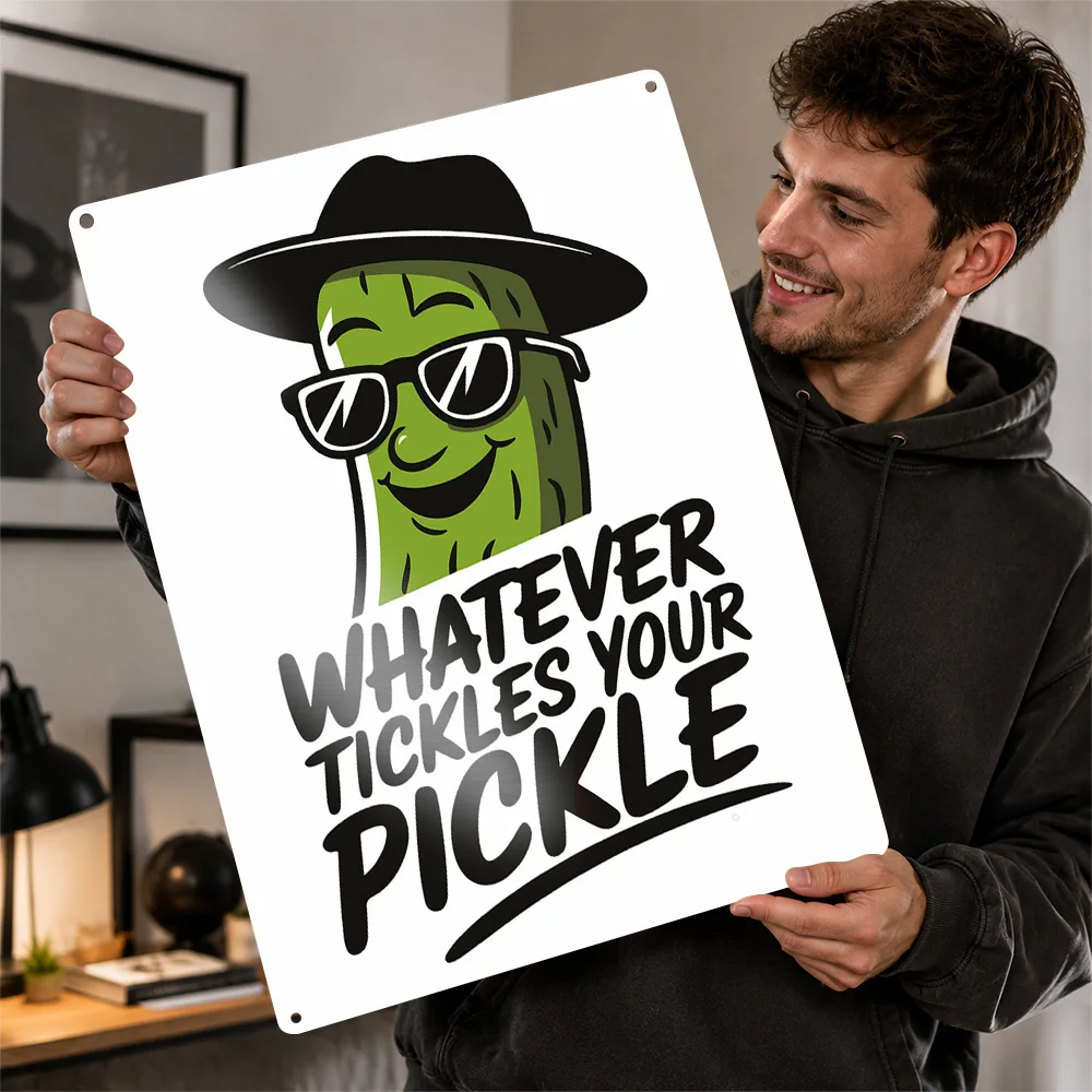 Cool Pickle Cartoon With Funny Quote Personalized 3D Textured Metal Poster Wall Art Tinplate Sign for Room Decorating Interior