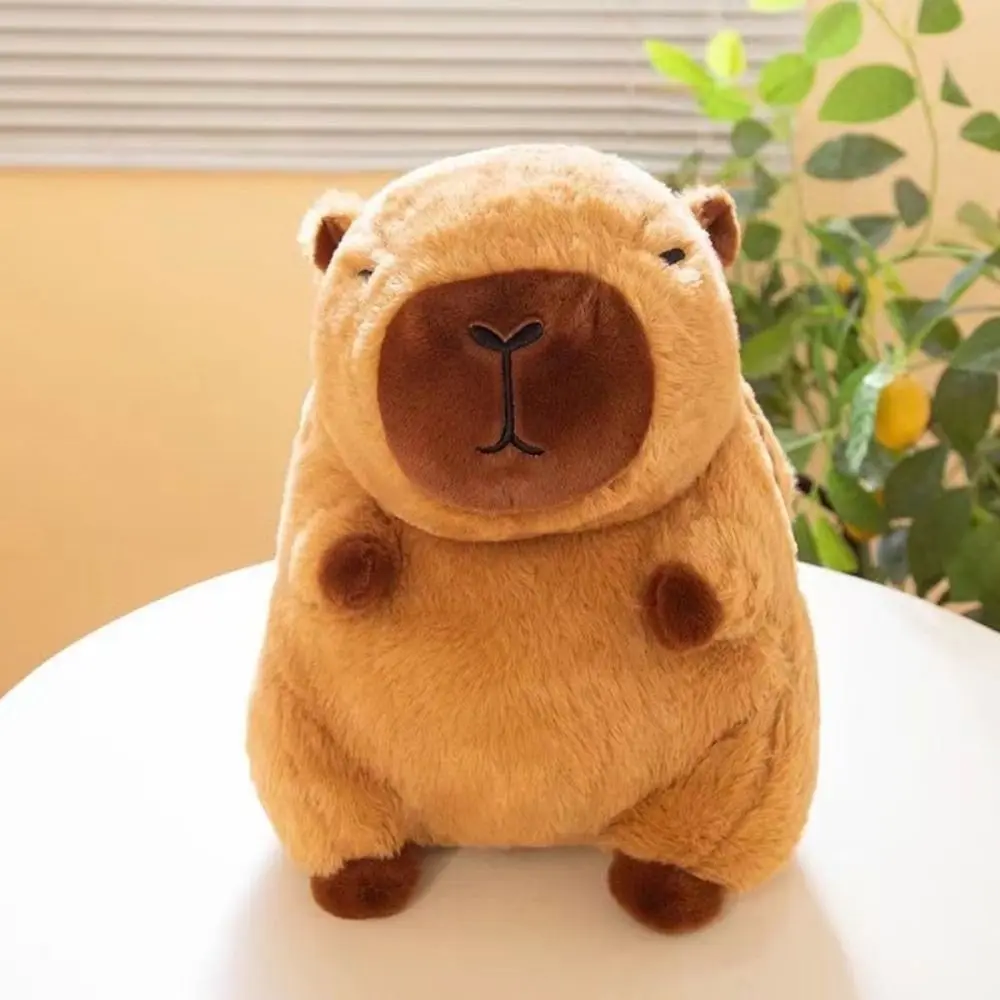 Funny Plush Capybara Hot Water Bottle Cover Cartoon Winter Warm Capybara Plush Toy Stuffed Soll Hand Warmer Pouch Christmas Gift