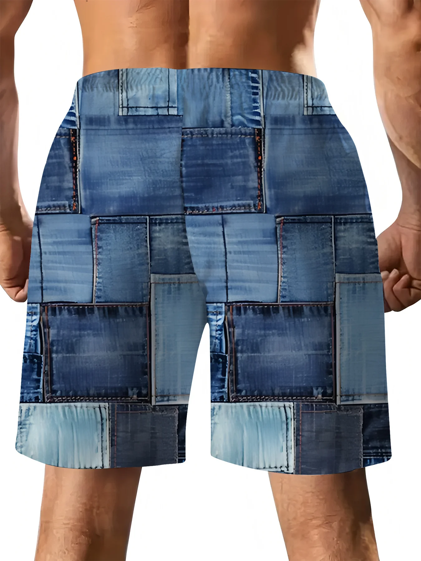 Hot Selling Fashion New 3D Printed Summer Outdoor Blue Denim Texture Pattern Outdoor Hip-hop Street Beach Shorts Large Size