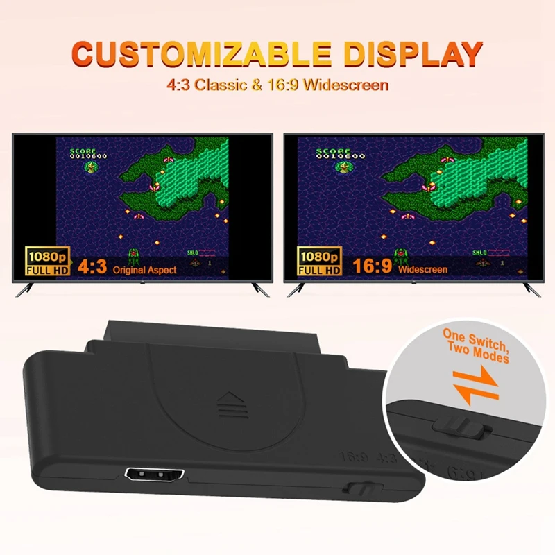 PC Engine RGB to 1080P -Compatible Video Audio Adapter with 16:9/4:3 Swith for PC Engine Game Console-A86Z