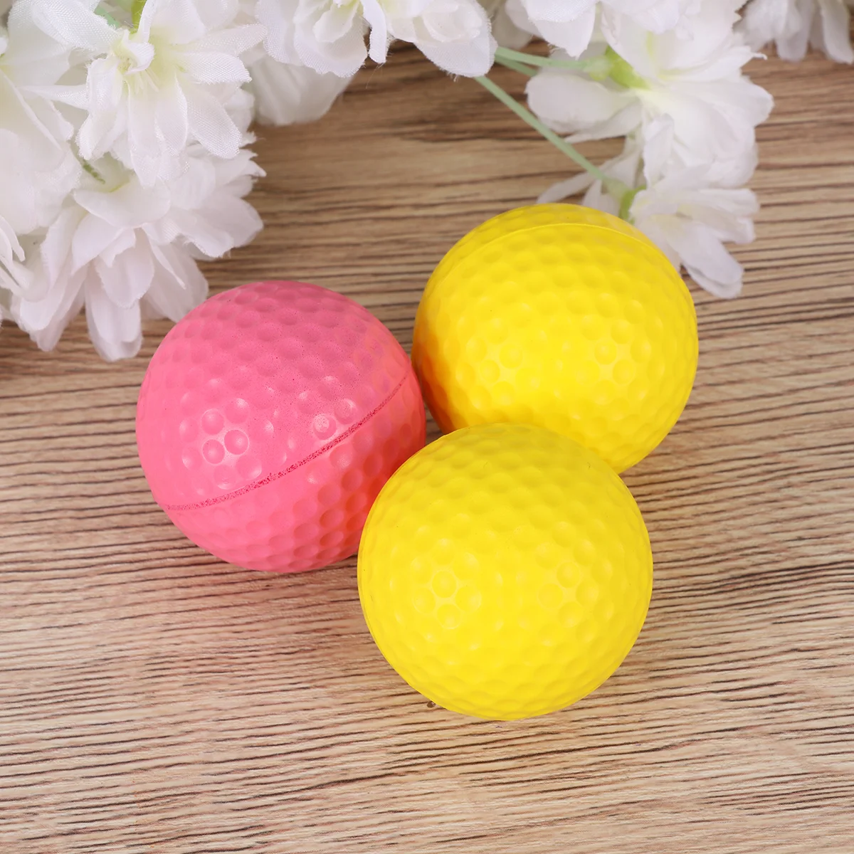 12 Pcs Foam Golf Balls Florbal Stress Child Rainbow Practice 50 Yellow with Dimples Toys Baby Kids Mini Golfs Household Pu