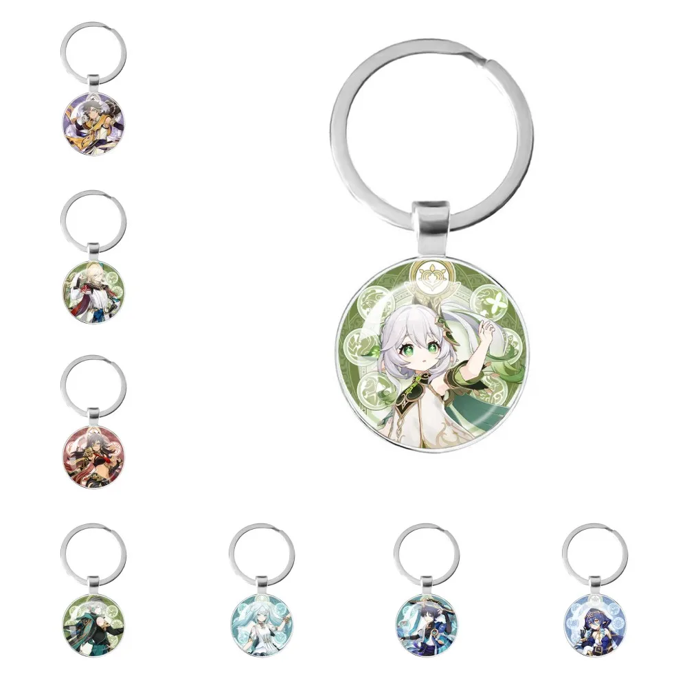 Game Genshin Impact Sumeru City Anime Characters Glass Keychain Nahida Nahida Wanderer Cosplay Props Accessories Gift Key Ring