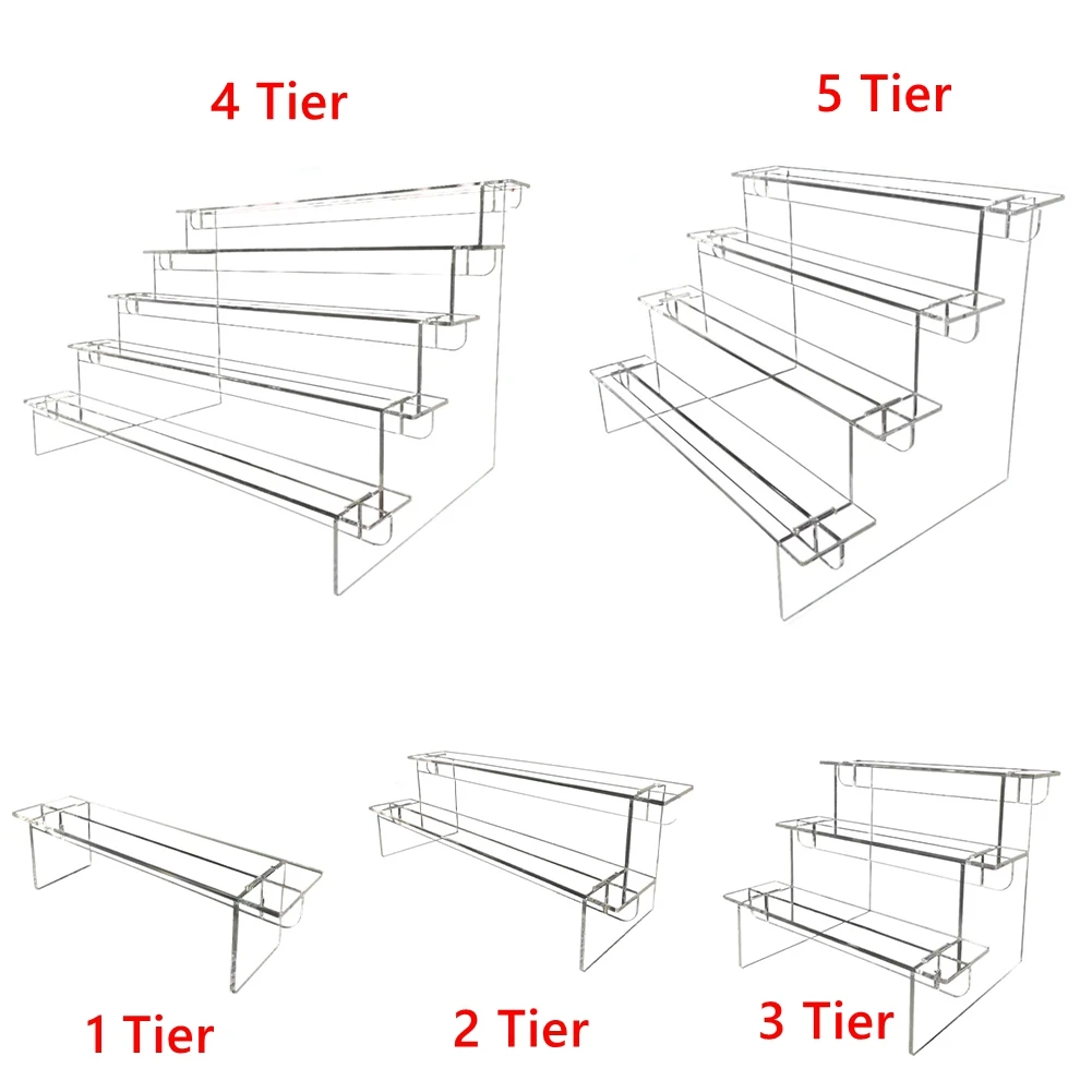 1-5Tier Acrylic Display Stand Clear Display Riser Rack Ring Jewelry For Cupcake Candy Dessert Perfume Rack Decoration Organizer