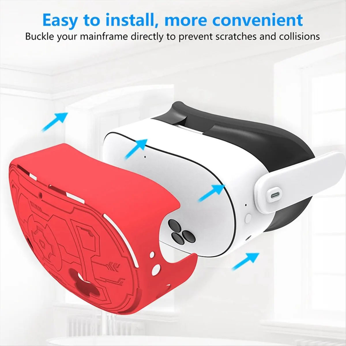 【ELEVATE LIFE】Lens Protection Cover, Anti-Fall VR Protection Cover, Controller Handle Cover for 3S 7-Piece Set Red