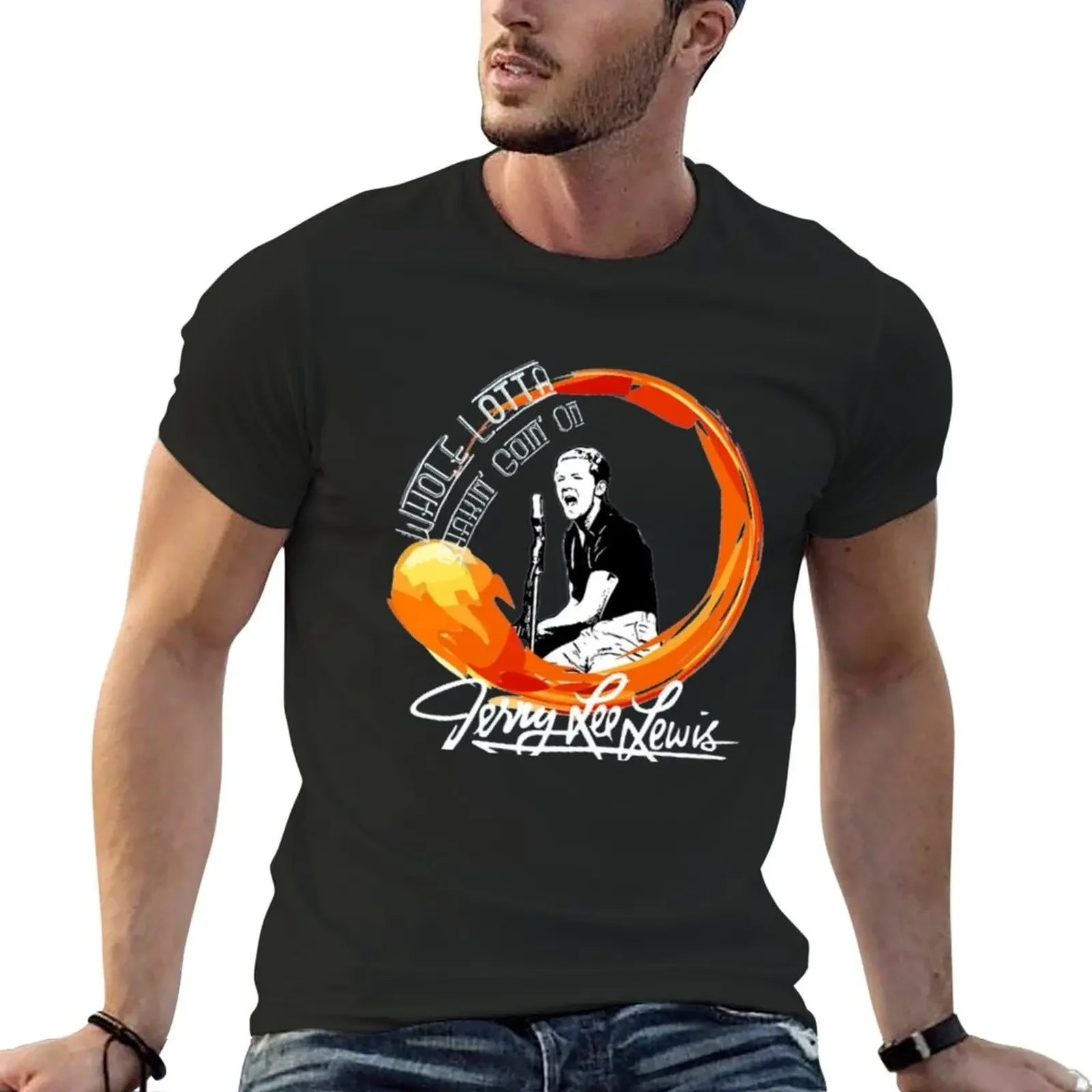 

Jerry Lee Lewis T-Shirt boys whites Aesthetic clothing street wear Men's t-shirts