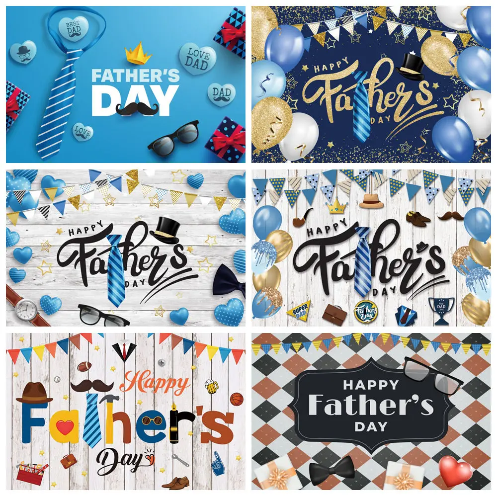 

Happy Father's Day Photography Backdrop Black Suit Tie Man Gentleman Tuxedo I Love Dad Family Party Background Decor Photozone