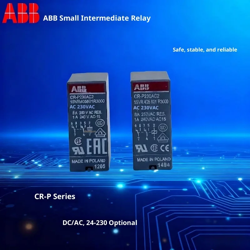 

Малое промежуточное реле ABB CR-P024DC1/CR-P024DC2 230AC1/2 8-контактное, реле 24 В/230 В