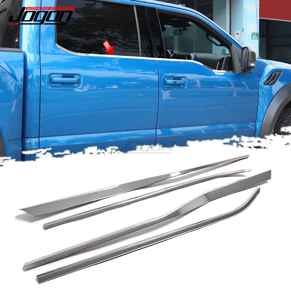 

For Ford F150 F-150 Raptor 2021 2022 2023 Stainless Steel Car Exterior Window Sill Molding Strips Trim Accessories