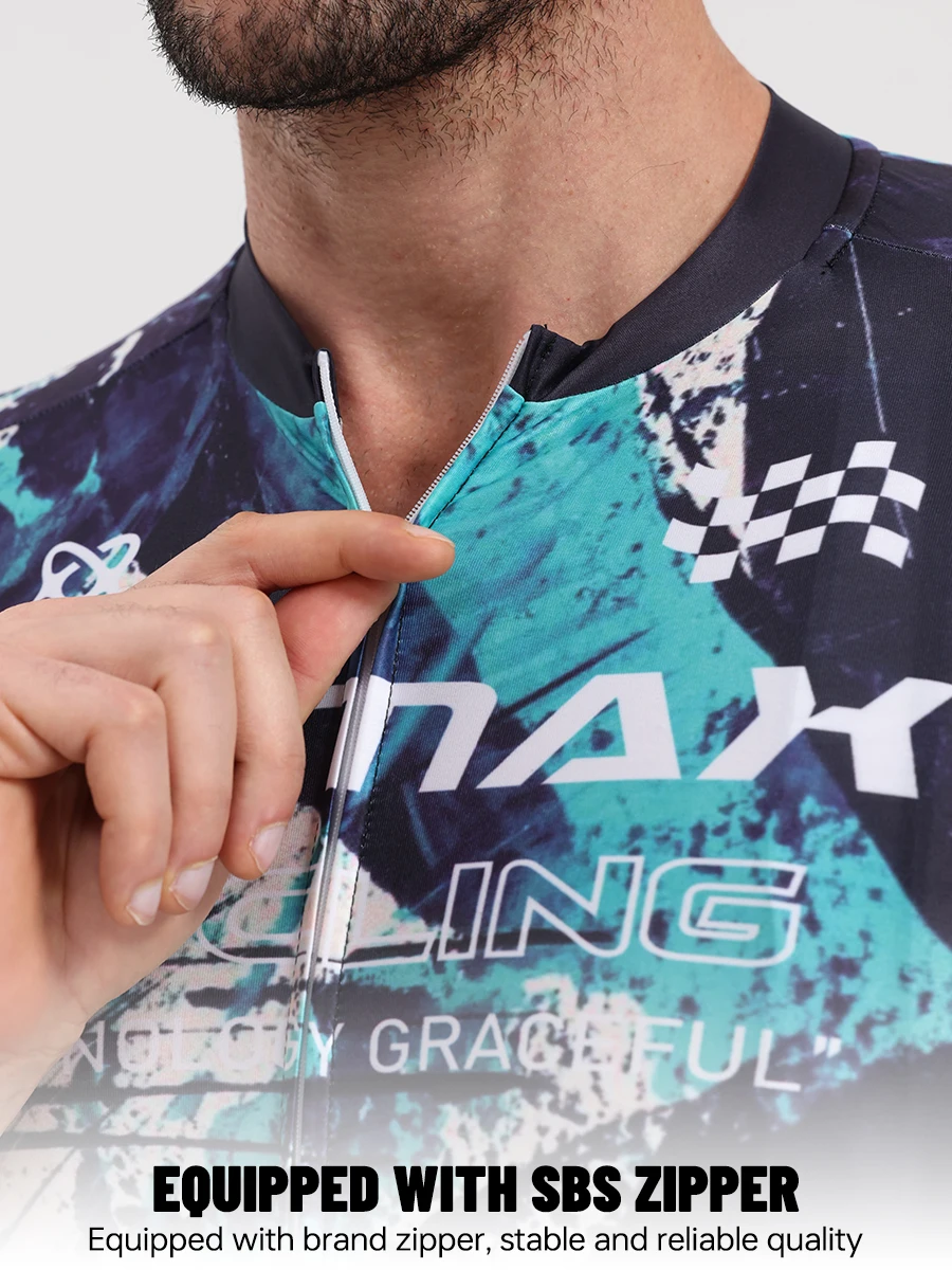PHMAX Herren-Mountainbike-Trikot, kurzärmelig, Fahrradtrikots mit 3 Taschen, Renntrikot, Fahrradbekleidung mit durchgehendem Reißverschluss – Detail 8
