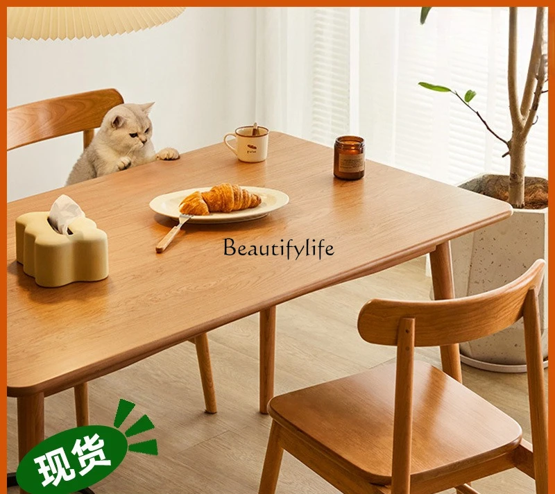 Nordic cherry wood all solid wood dining table modern simple Japanese log dining table
