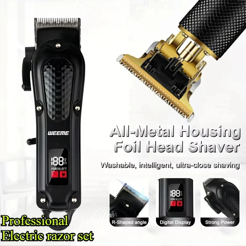 ماكينة تصفيف الشعر الاحترافية T9 مجموعة ماكينة حلاقة كهربائية USB لصالونات الشعر أدوات تجميل للرجال ماكينة تشذيب الشعر والسوالف وشعر الجسم وشعر الإبط #2