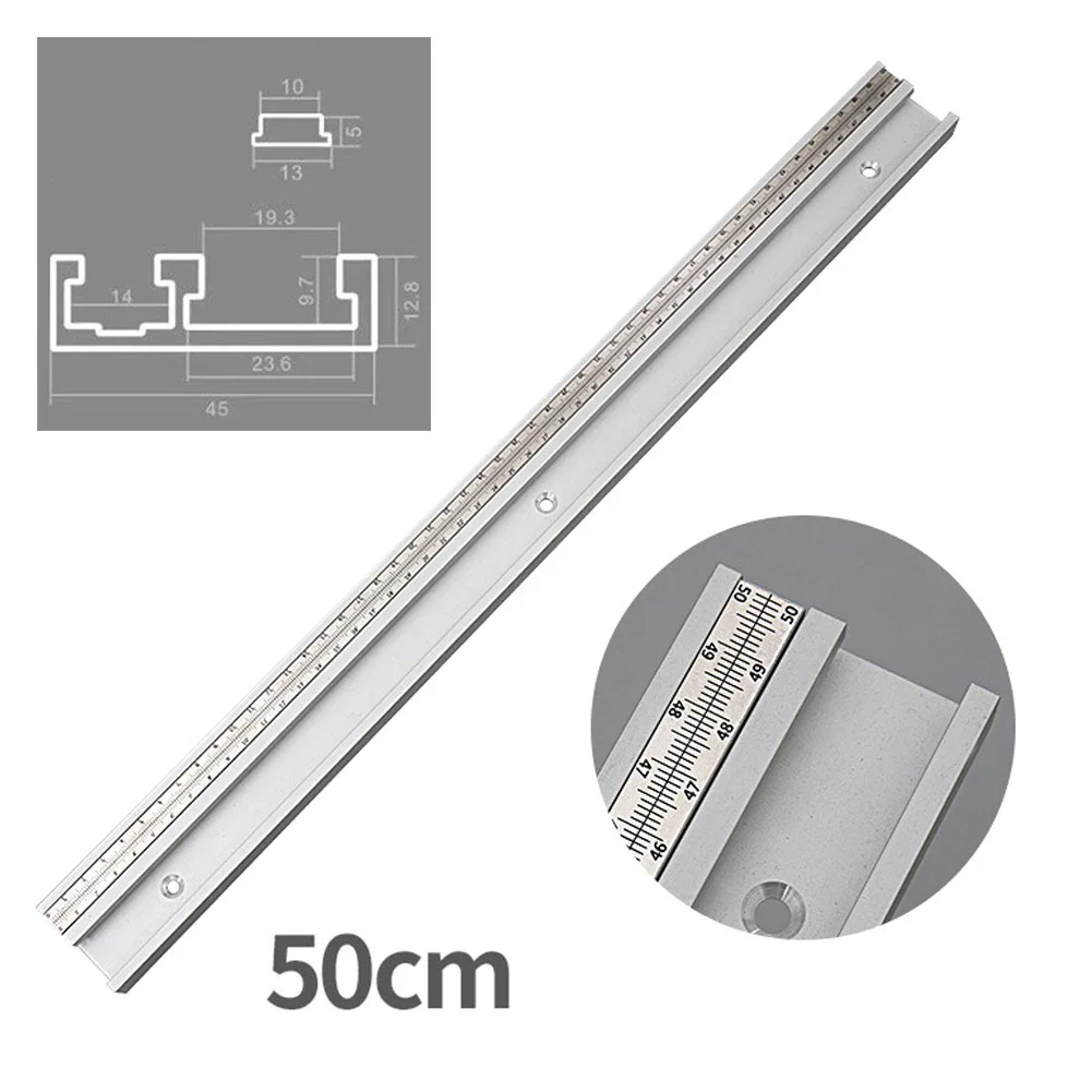 Pista de inglete con ranura en T de 45 tipos, 40cm/50cm/60cm, 45x12,5mm, accesorios de aleación de aluminio, piezas de bricolaje para sierras de cinta, nuevo