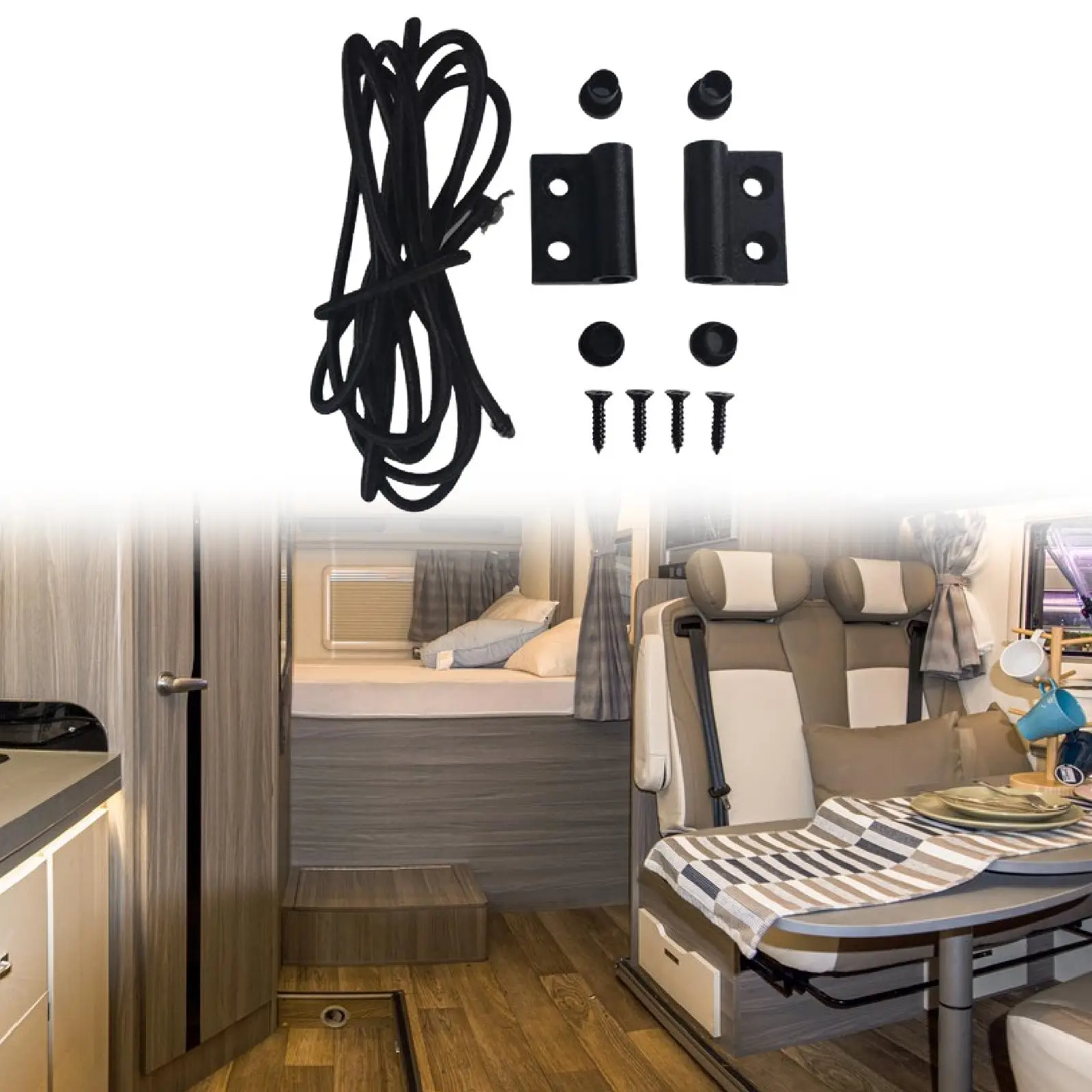 

Heavy Duty Hanging Cabinet Tension Rope with Mounts for RV Boat Yacht Storage Safety Accessories
