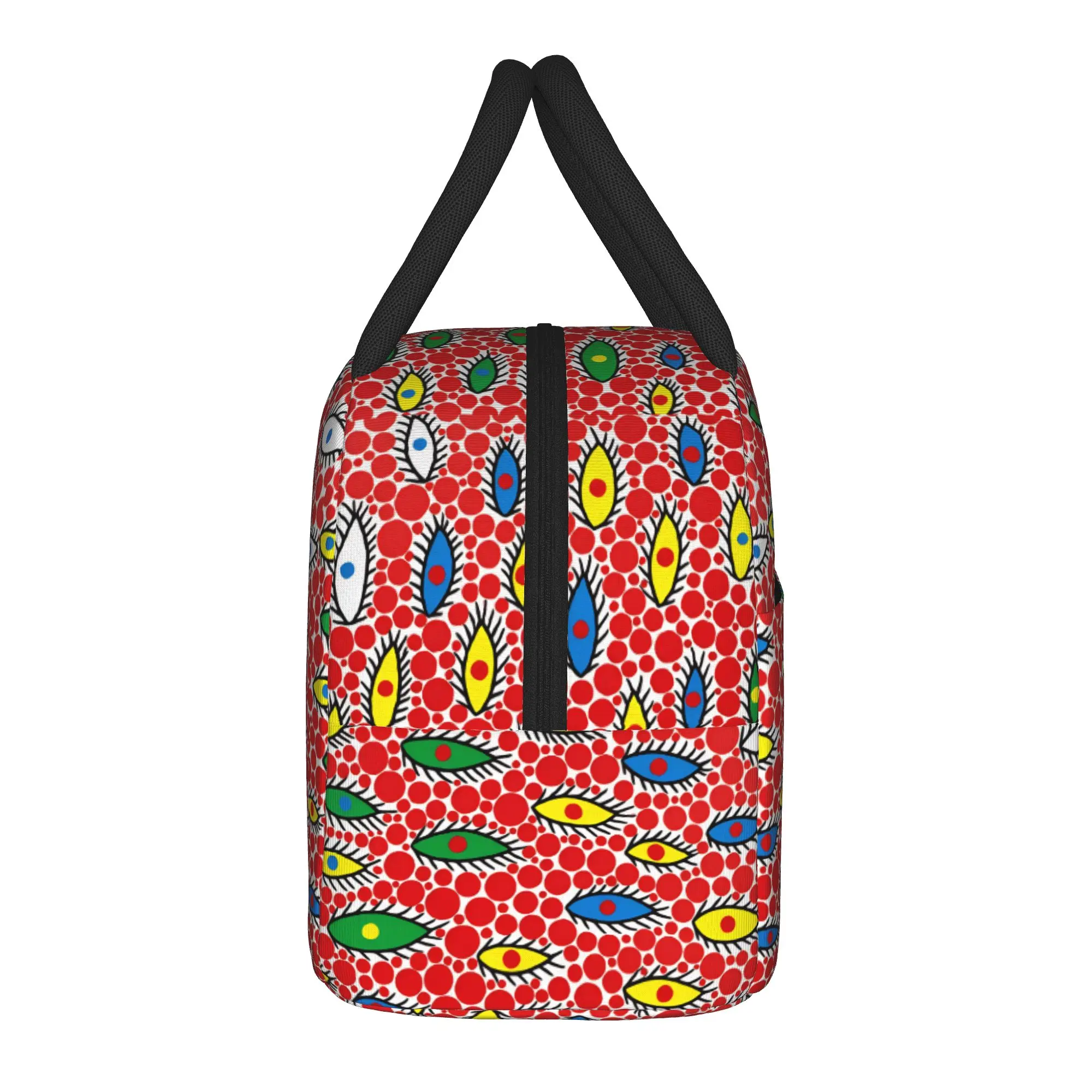 Yayoi Kusama Abstract Face Lunch Bag For Child Japanese Artist Lunch Box School Cooler Bag Zipper Oxford Thermal Lunch Bags