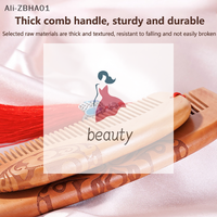Beauty Double-sided Wooden Comb Thickened Old Peach Wood Carved Flower Anti-static Hair Loss And