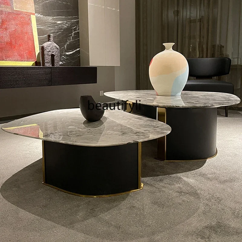 

Grey, coffee table minimalist tea table natural marble coffee table large flat layer