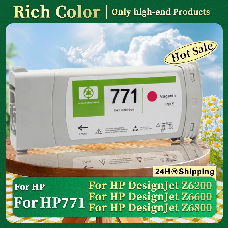 

For HP 771 B6Y15A B6Y16A 775ML/PC Compatible Ink Cartridge With Pigment Ink HP771 For HP Designjet Z6200 Z6600 Z6800 Printer