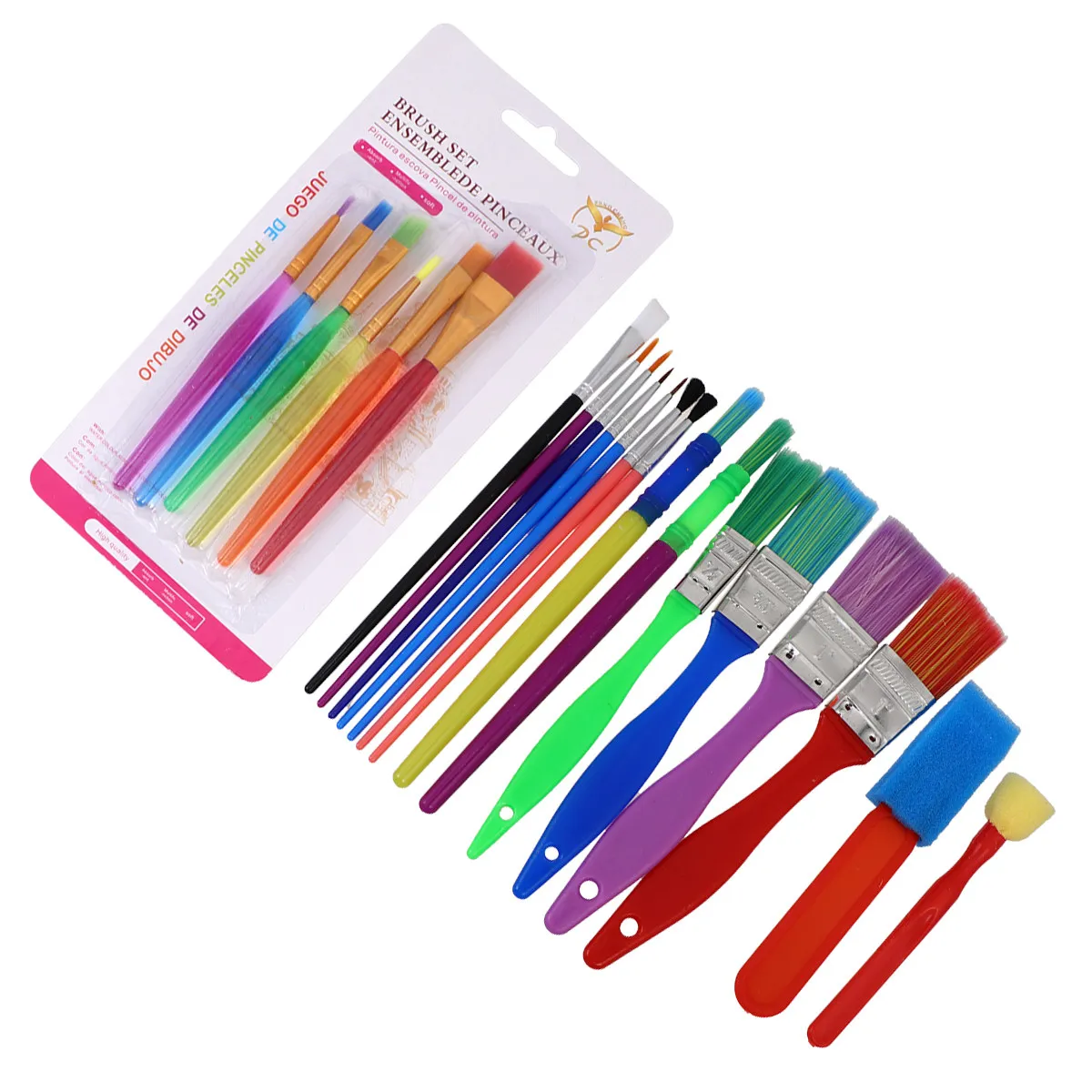 21Pcs Kids Painting Brushes Set Colorful Handles Easy Grip for DIY Drawing Watercolor Acrylic Kids Early Learning Creativity
