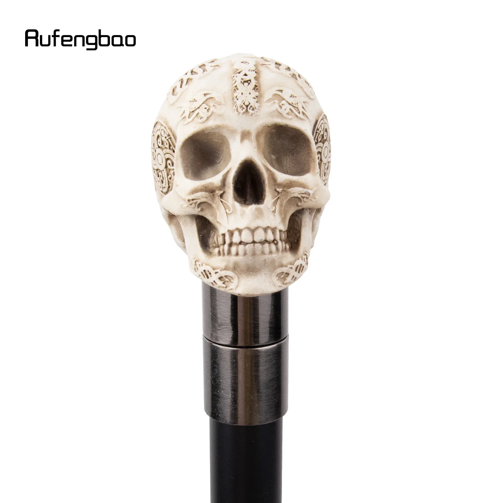 Witte Hars Schedel Monster Hoofd Wandelstok Mode Stalen Stok Cosplay Riet Knop Crosier 94cm Prestaties Podium Riet