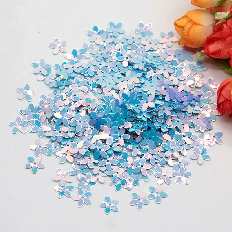 Matte White Transparent Crystal Flower Sequins, 10mm