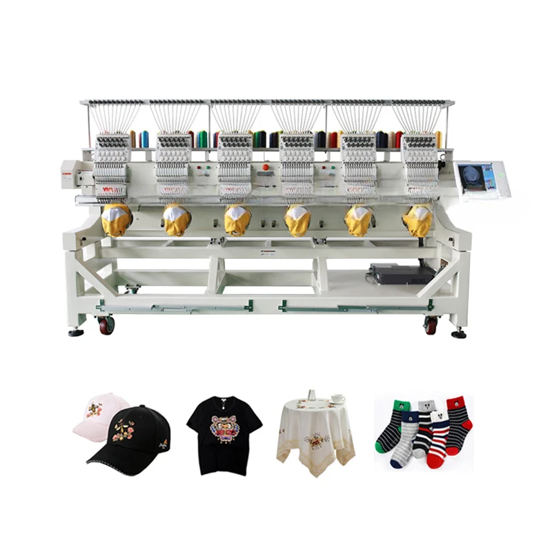 1200 RPM Multi needles 6 heads sewing monogram embroidery machine computerized machinery for shirts socks