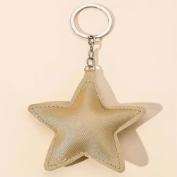 New PU Leather Five Pointed Star Car Keychain Filled with Cotton Backpack Accessories Key Chains for Women