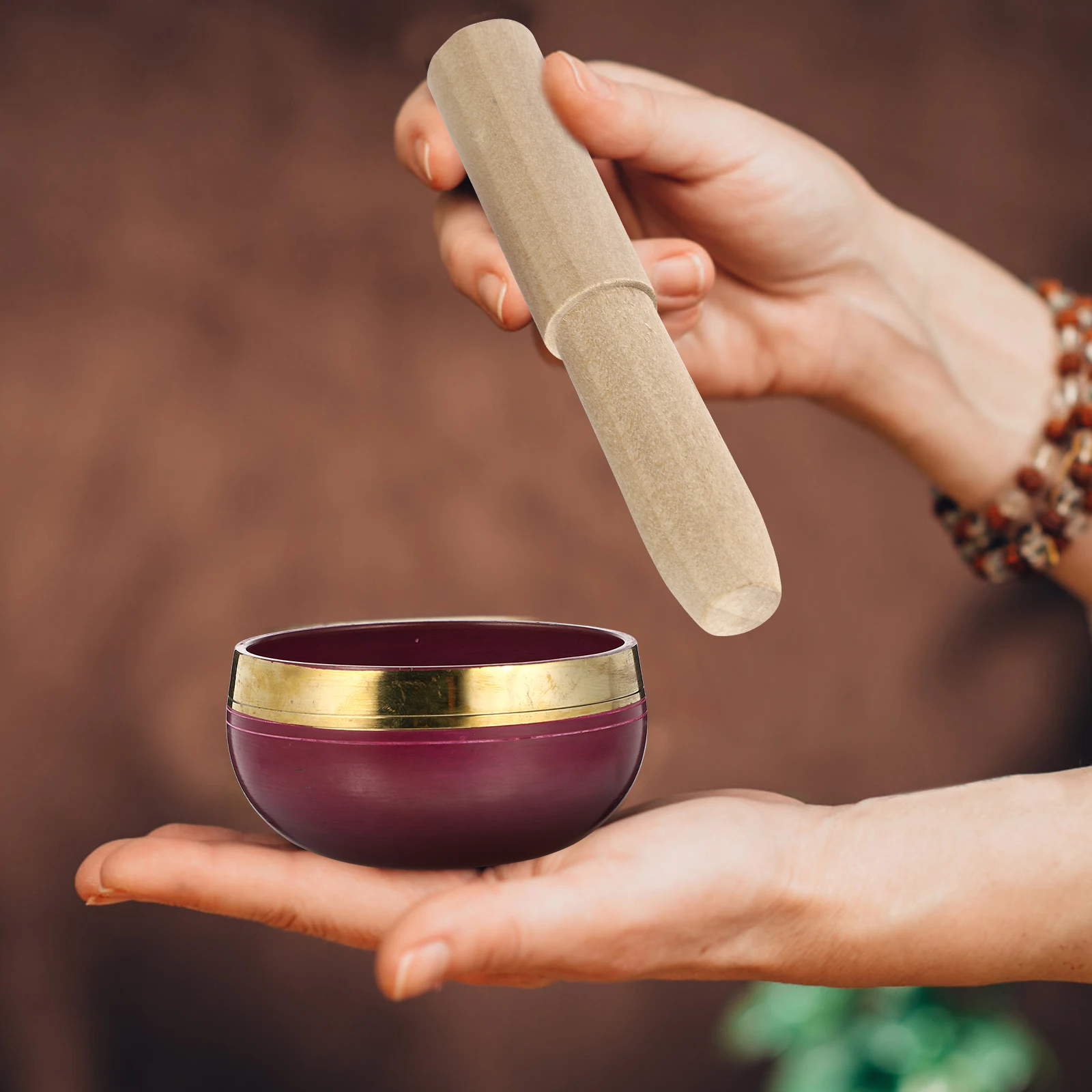 

Copper Wood Meditation Handmade Singing Bowl Stress Relief Sleep Improvement Yoga Healing Instrument Metal Sound Bowl Percussion
