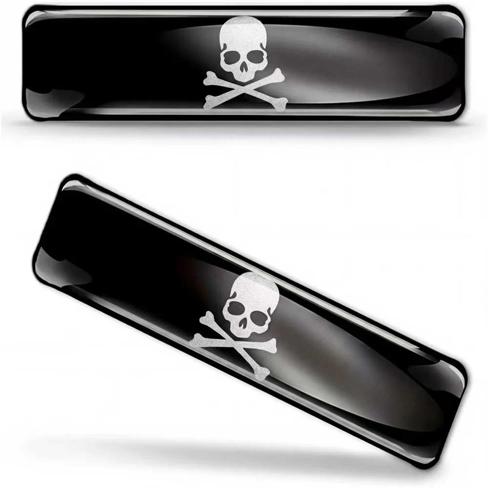 2 X 3D Domed Silicone Stickers Decals Skeleton Skull Style Car Motorcycle Helmet Mobile Phone, Tablet, Suitcase