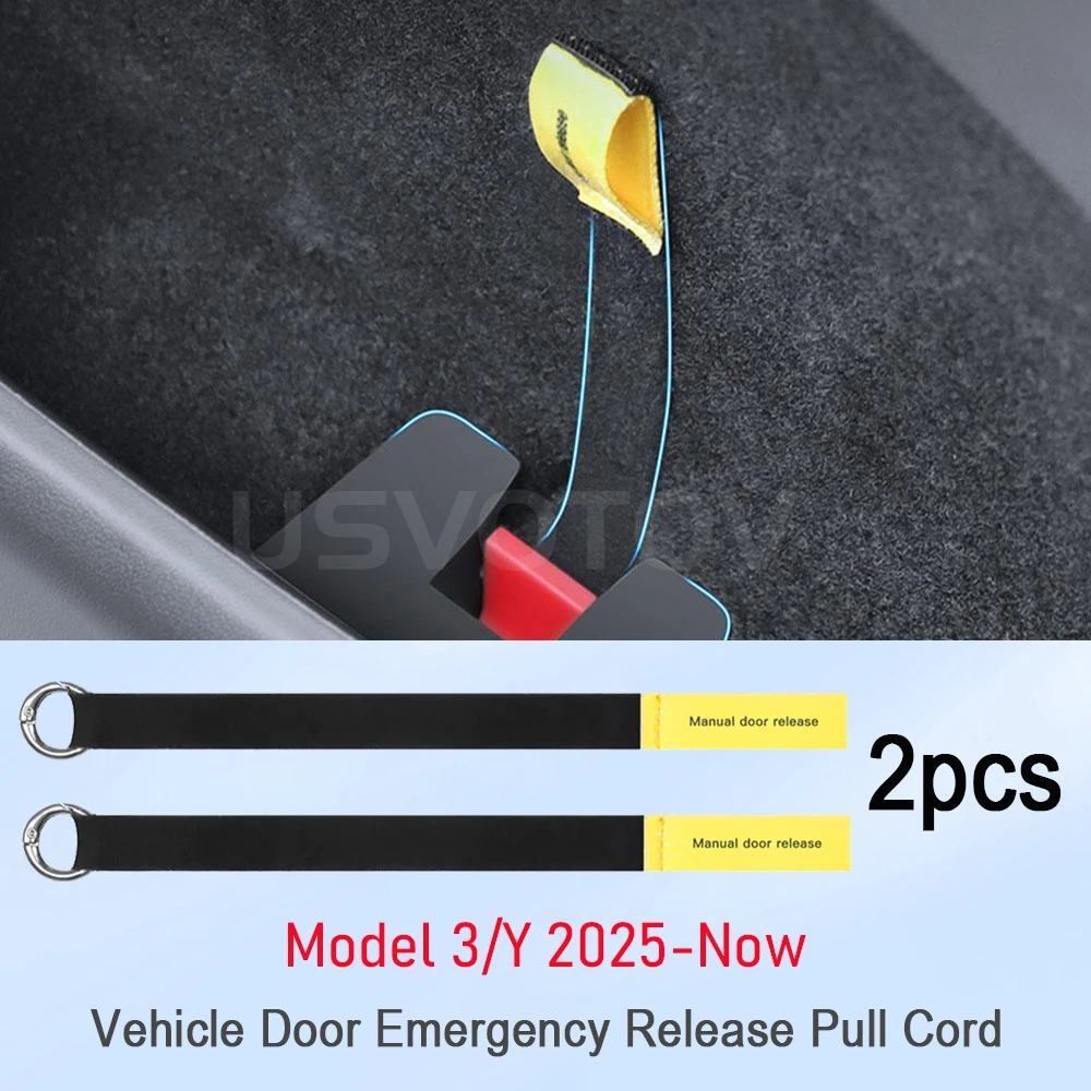 for 2025 2026 Tesla Model 3 Y Emergency Handle Escape Strap Extended Manual Door Release Emergency Safety Pull Rope Puller