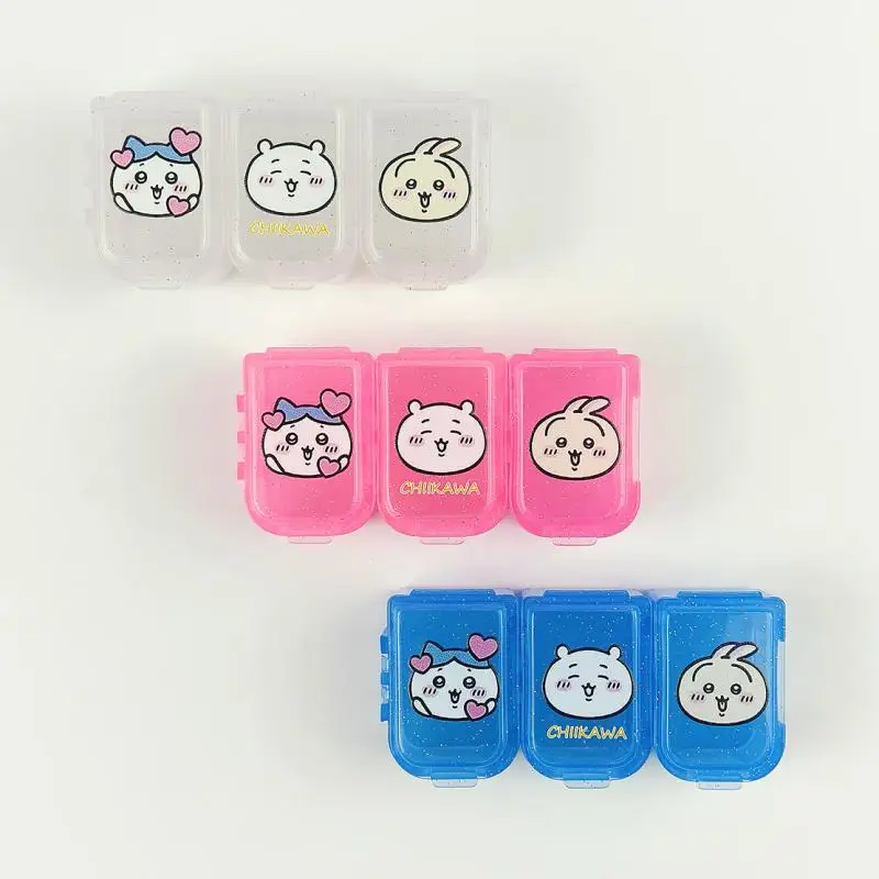 

Kawaii Miniso Chiikawa Storage Box Hachiware Usagi Cute Anime Girl Split Medicine Box Food Grade Splicing Pendant Storage Box