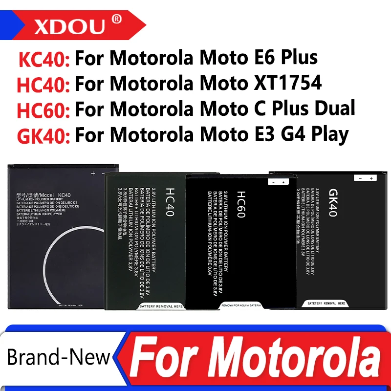 

Battery KC40 HC40 HC60 GK40 For Motorola Moto E6 Plus XT1754 XT1755 XT1758 M2998 C Plus Dual SIM E3 G4 Play Phone Batteries