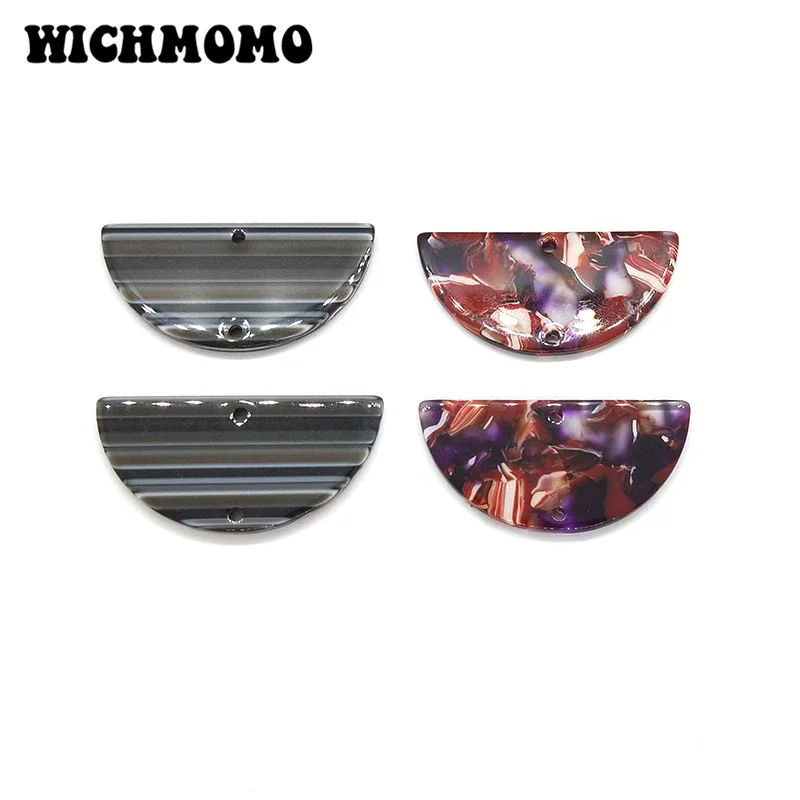 New 4 Pieces 18*39mm High Quality Semicircle Out Acetic Acid Resin Smooth Charms Connectors for DIY Earring Jewelry Accessories