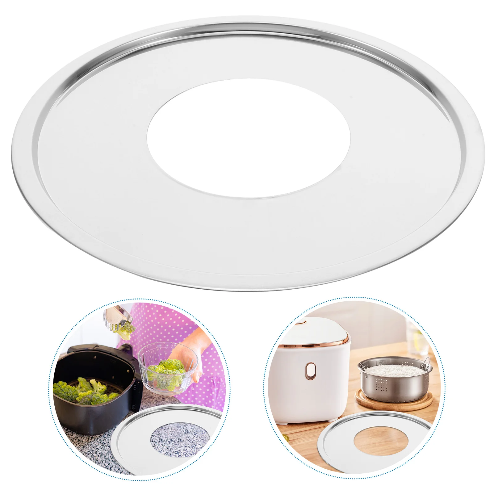 

Stainless Steel Steamer 9.5Cm Universal Cooking Ring Adapter For Pots Woks Multi-Layer Steam Basket Insert Plate For Dim